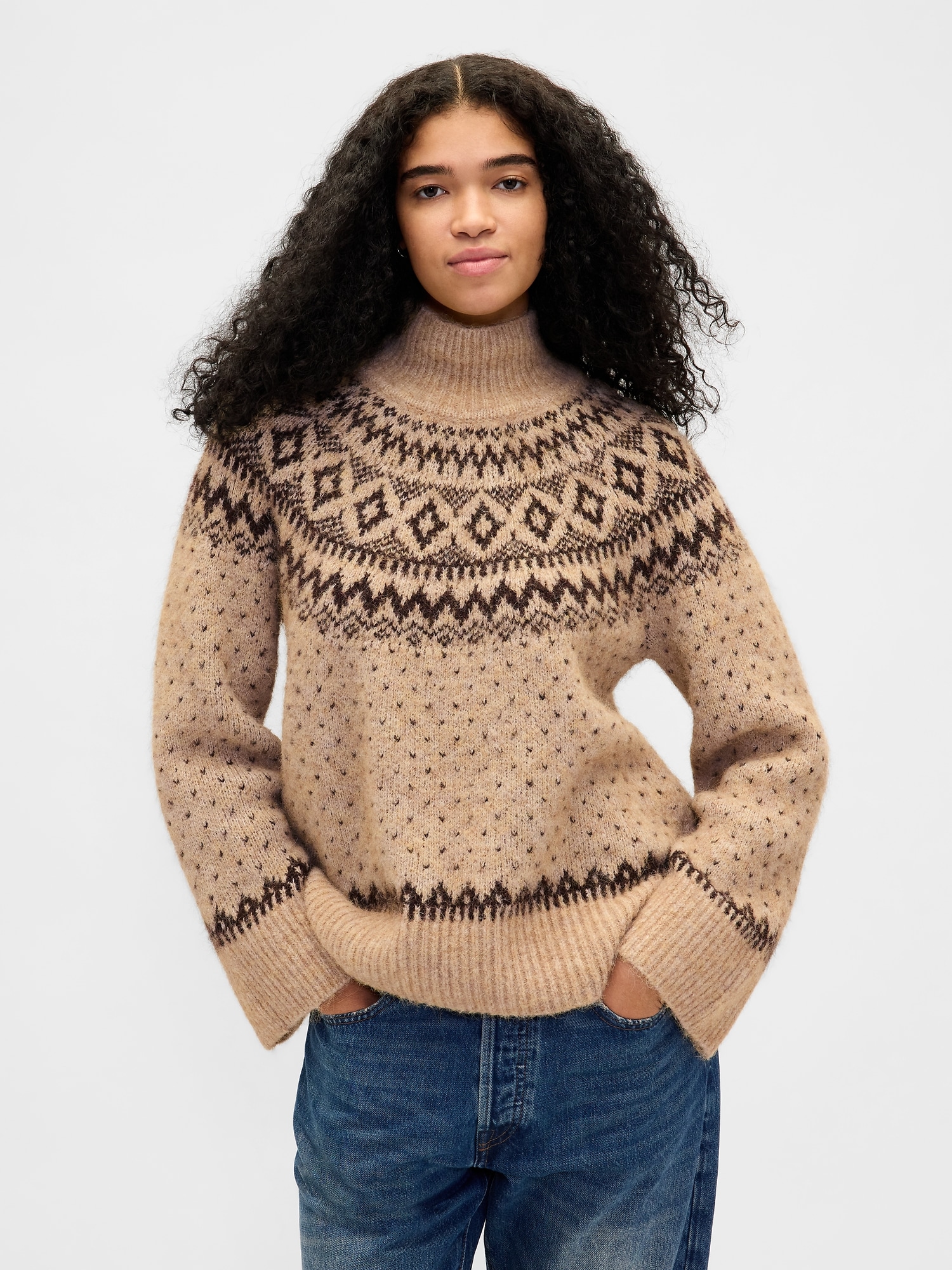 Fuzzy Oversized Turtleneck Sweater