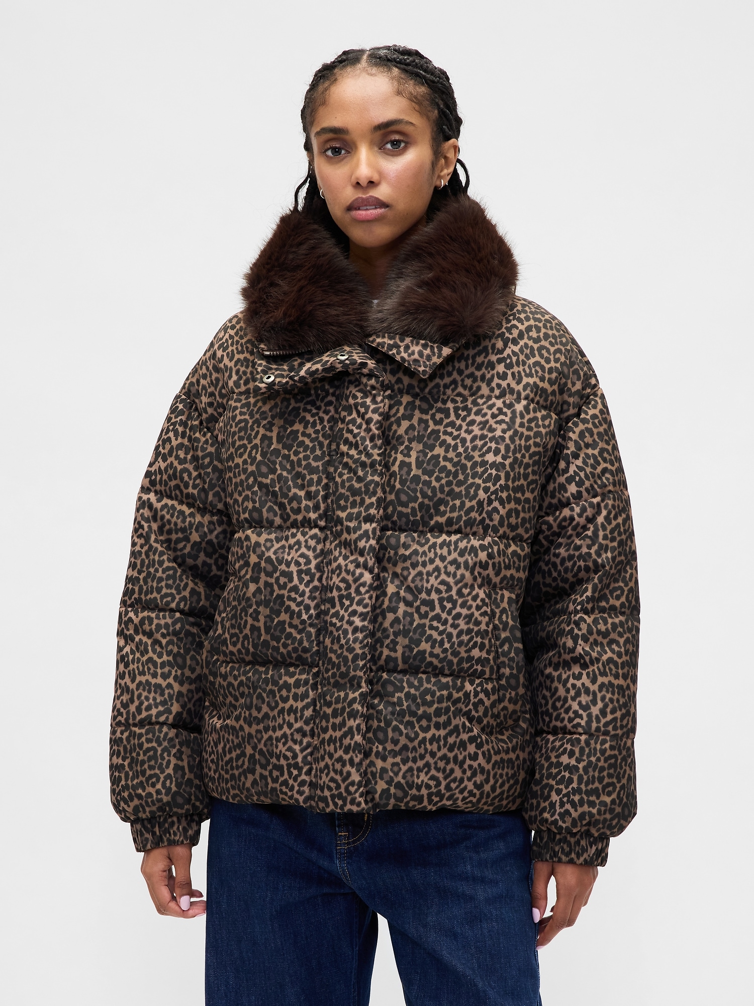 Gap Fur-trim Puffer Jacket In Brown