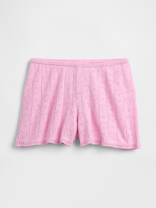 Image number 6 showing, Lightweight CashSoft Pointelle Heart PJ Shorts