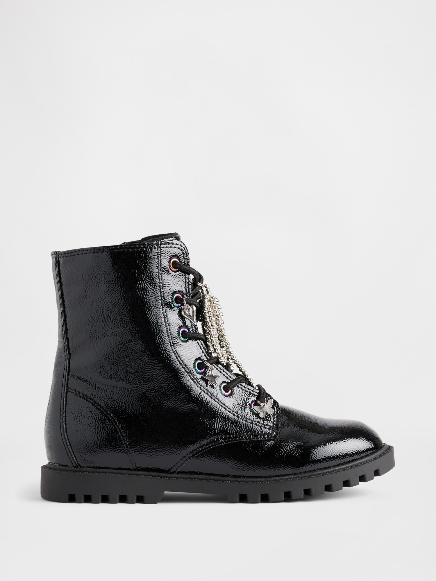 Kids Charm Lace-Up Boots - True Black