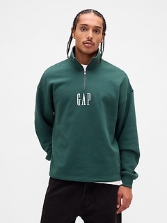 Heavyweight Oversized Logo Quarter-Zip Pullover