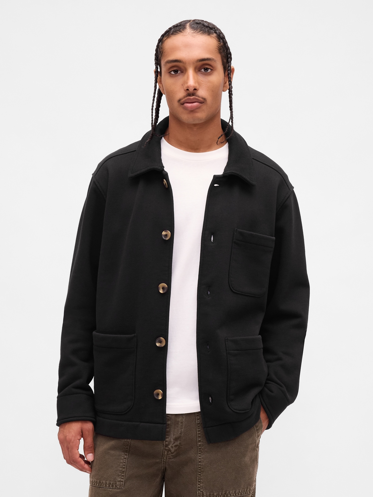 Gap French Terry Chore Jacket In Black