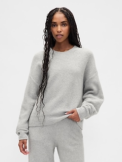 CashSoft Boucle Relaxed Crewneck Top