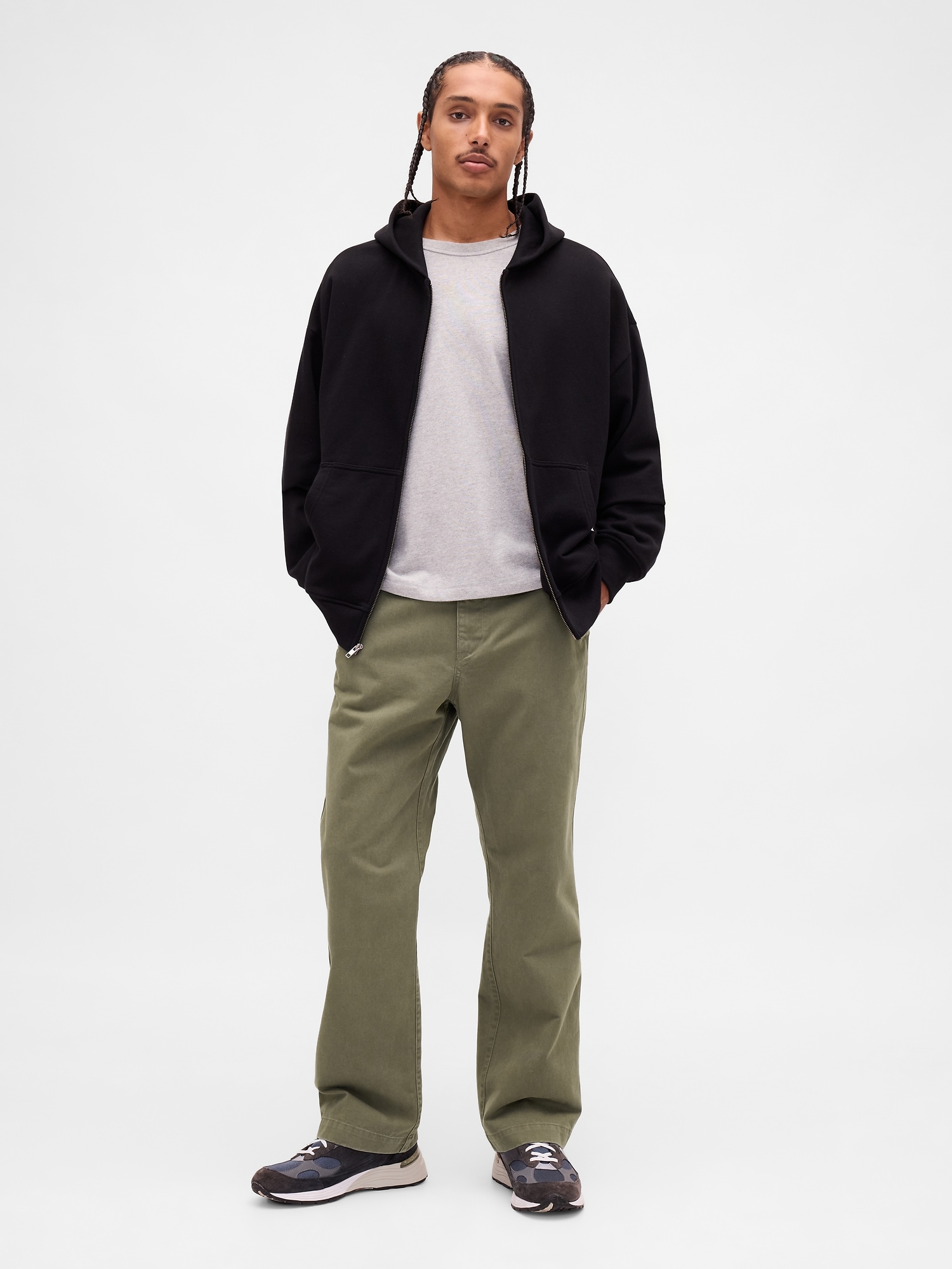 Heavyweight Twill '90s Loose Khakis - Olive Green