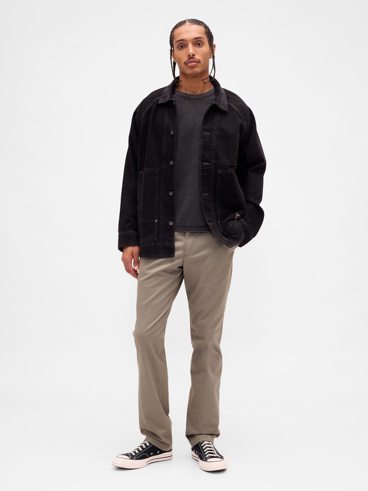 Modern Straight Khakis - Mesculen Green