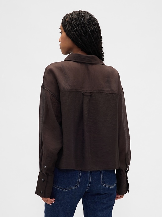 Image number 3 showing, Sheer Straight-Hem Crop Shirt