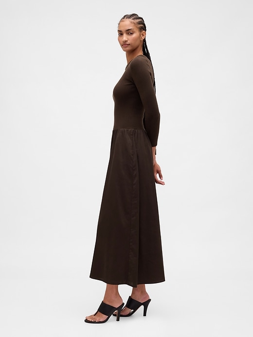 Image number 3 showing, Mixed Media Drop-Waist Maxi Dress