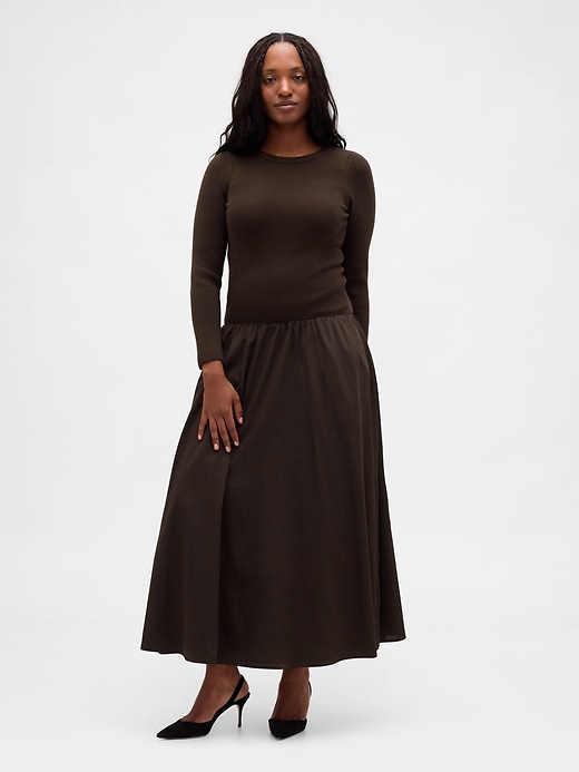 Image number 5 showing, Mixed Media Drop-Waist Maxi Dress