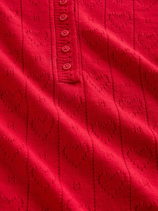 Image number 4 showing, Lightweight CashSoft Pointelle Heart PJ Top