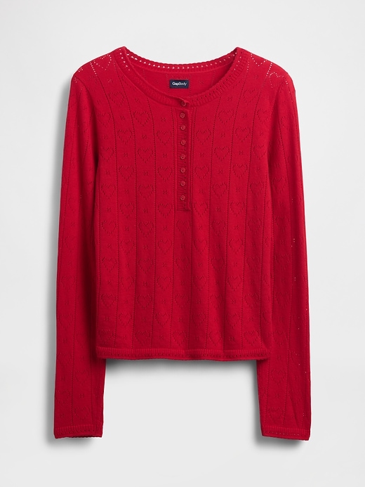 Image number 6 showing, Lightweight CashSoft Pointelle Heart PJ Top