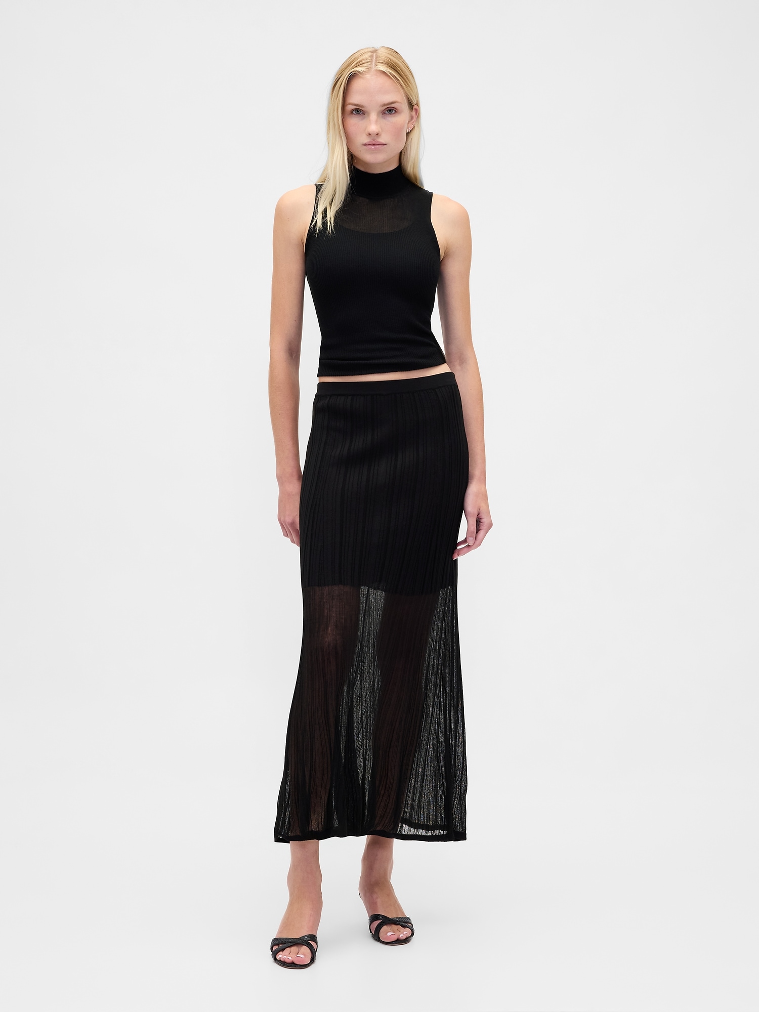 Gap Sheer Maxi Sweater Skirt In Black