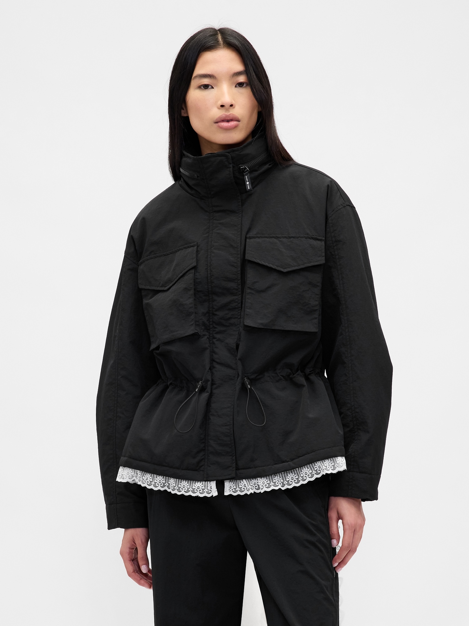 Gap × Sandy Liang Lace-Trim Cinched Jacket