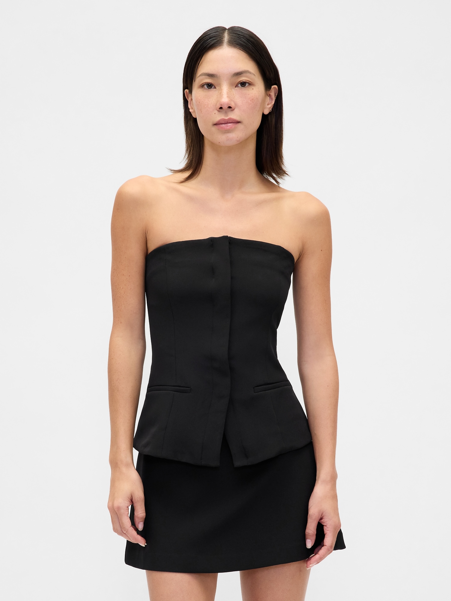 Strapless BiStretch Corset Top - True Black