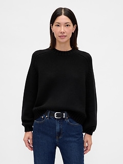 Relaxed Saddle-Sleeve Crewneck Sweater