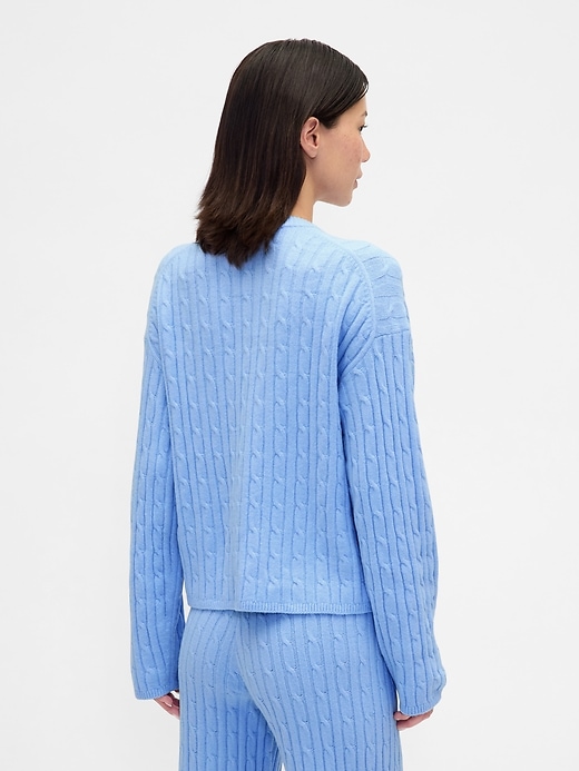 Image number 3 showing, CashSoft Cable-Knit Crewneck Sweater