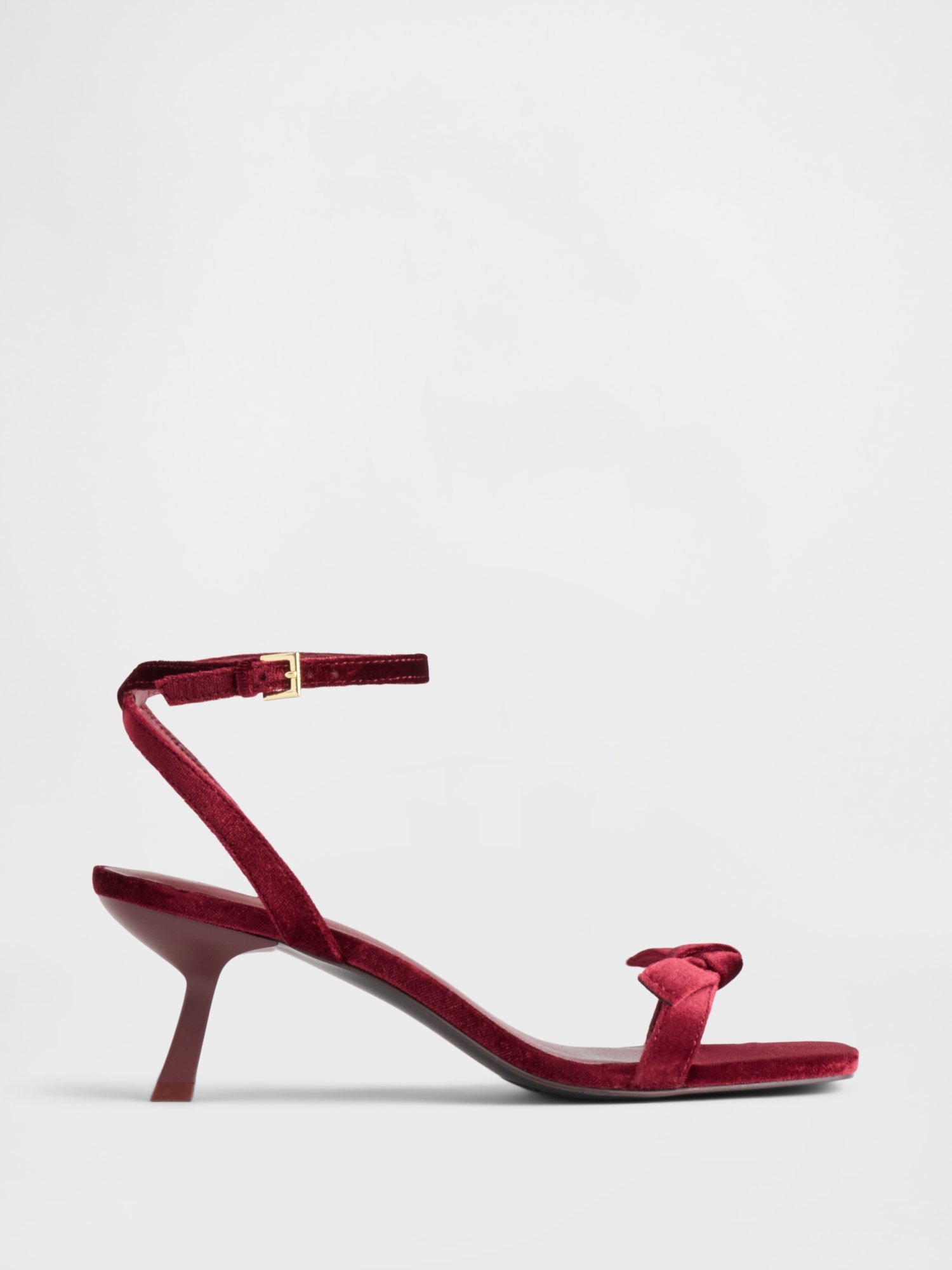 Gap Velvet Bow Open-toe Strappy Kitten Heels In Red