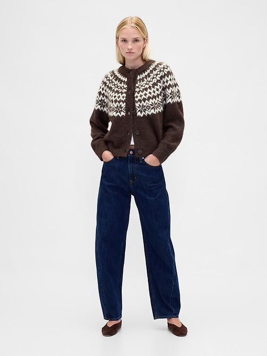 Image number 2 showing, Fuzzy Fair Isle Cardigan Sweater