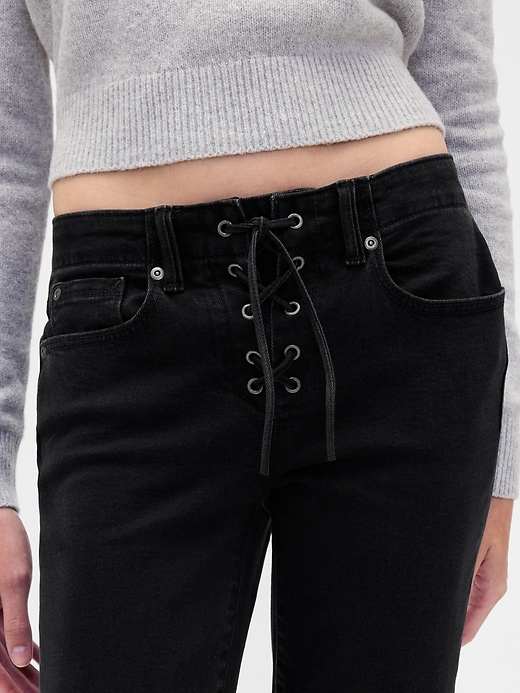 Image number 8 showing, Low Rise Long & Lean Lace-Up Jeans