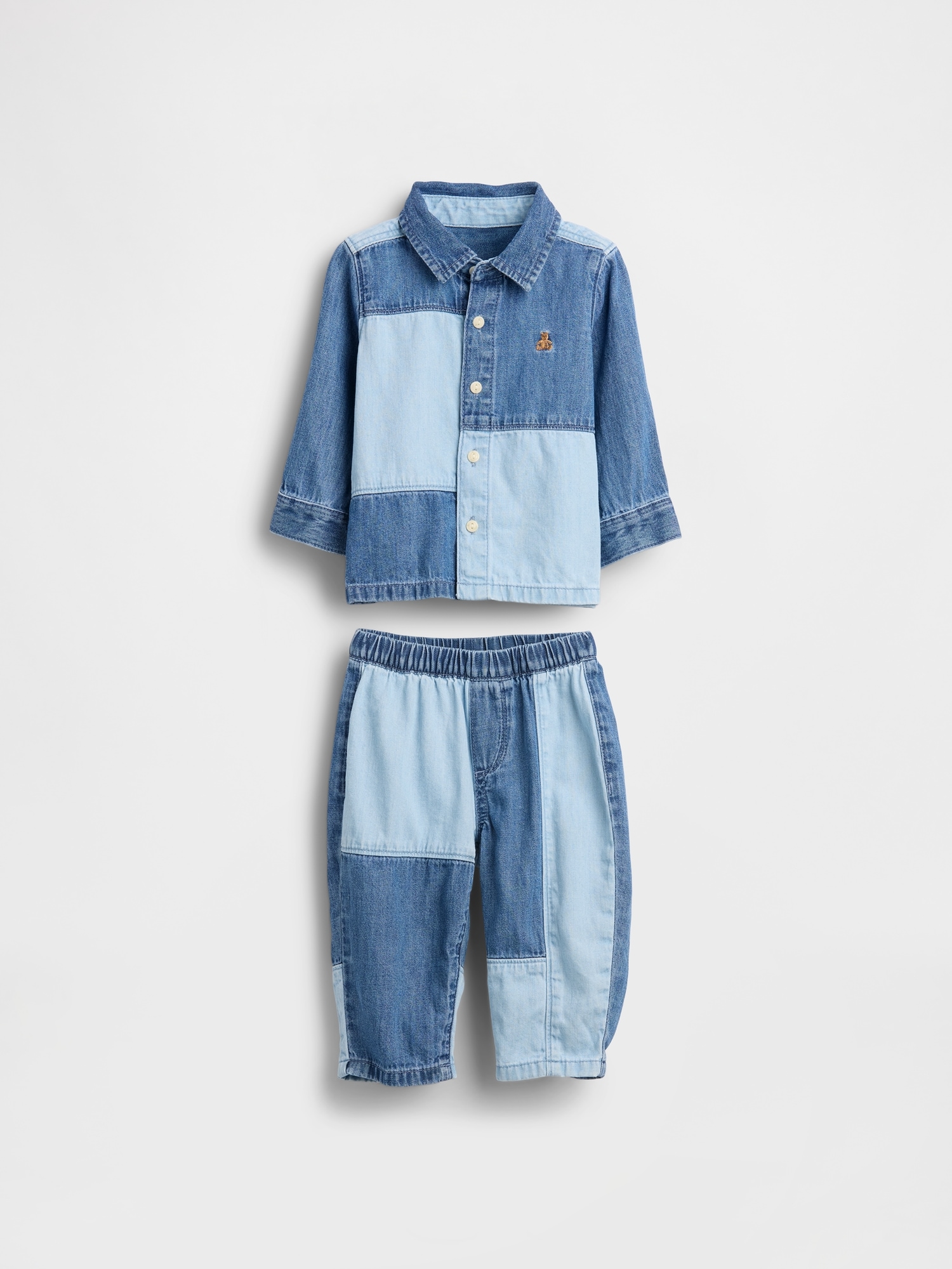 Gap Baby Two-tone Denim Outfit Set In Blue
