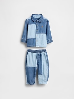 Baby Two-Tone Denim Outfit Set