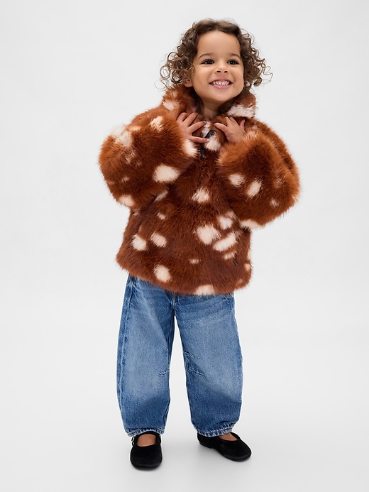 Image number 1 showing, Gap × Sandy Liang Baby & Toddler Spotted Vegan Fur Half-Zip Pullover