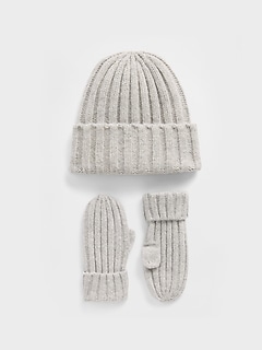 Baby & Toddler CashSoft Rib Beanie & Mittens Set