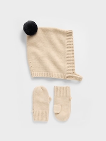 Baby & Toddler CashSoft Pom Hat & Mittens Set