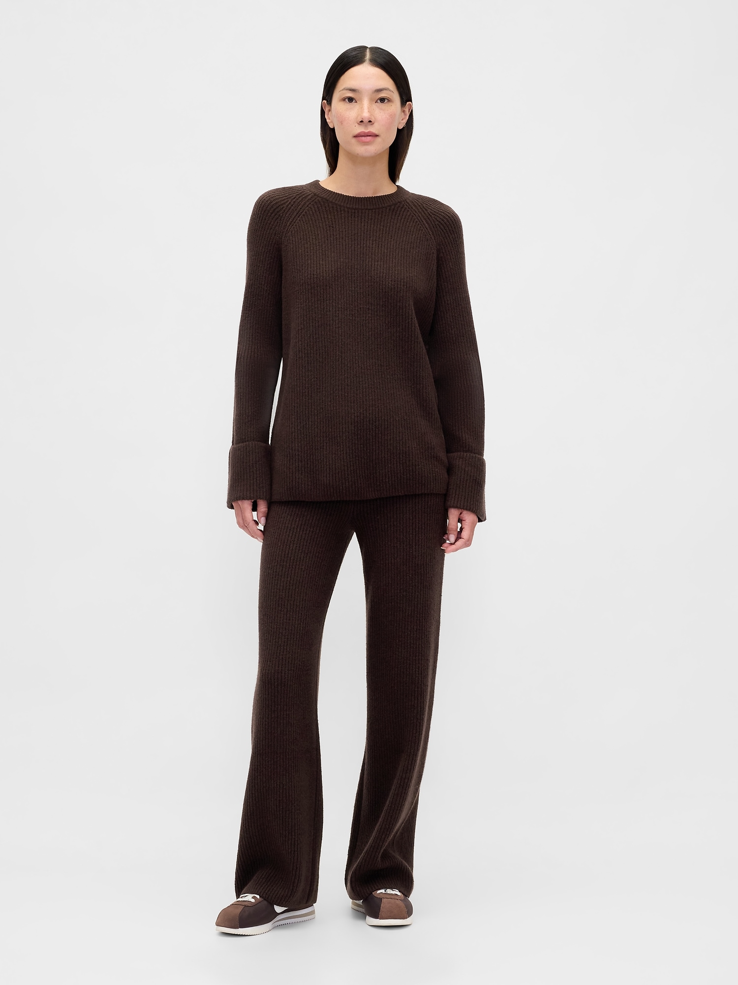 CashSoft Shaker-Stitch Boyfriend Sweater