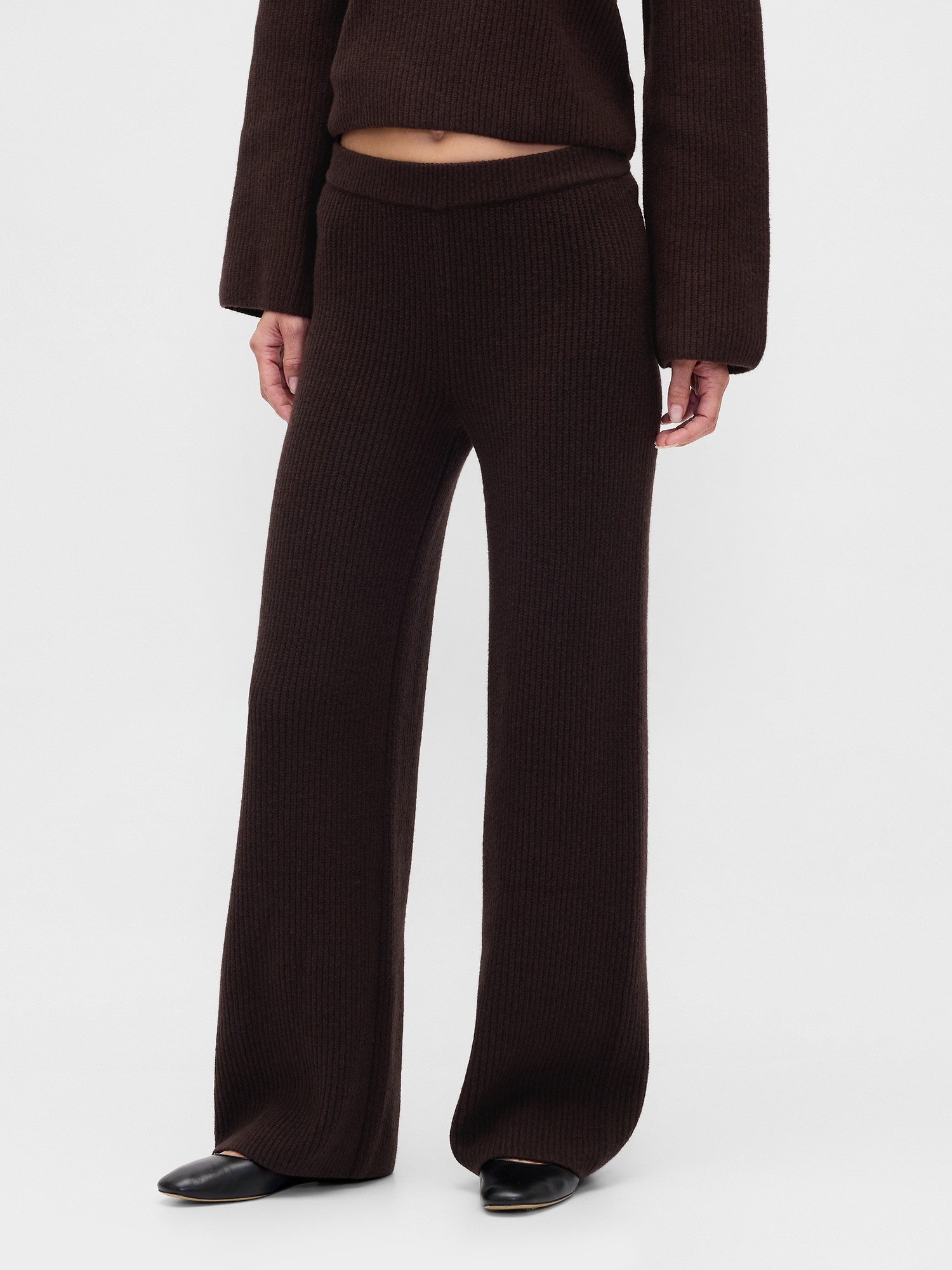 CashSoft Shaker-Stitch Sweater Pants