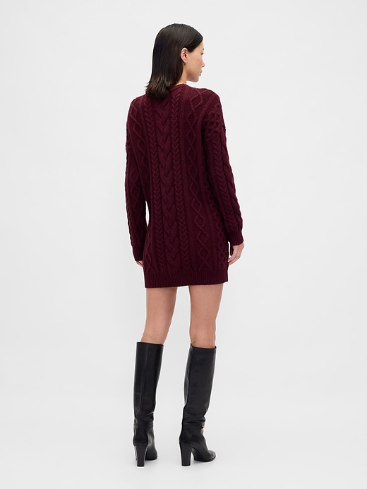Image number 2 showing, Cable-Knit Mini Sweater Dress