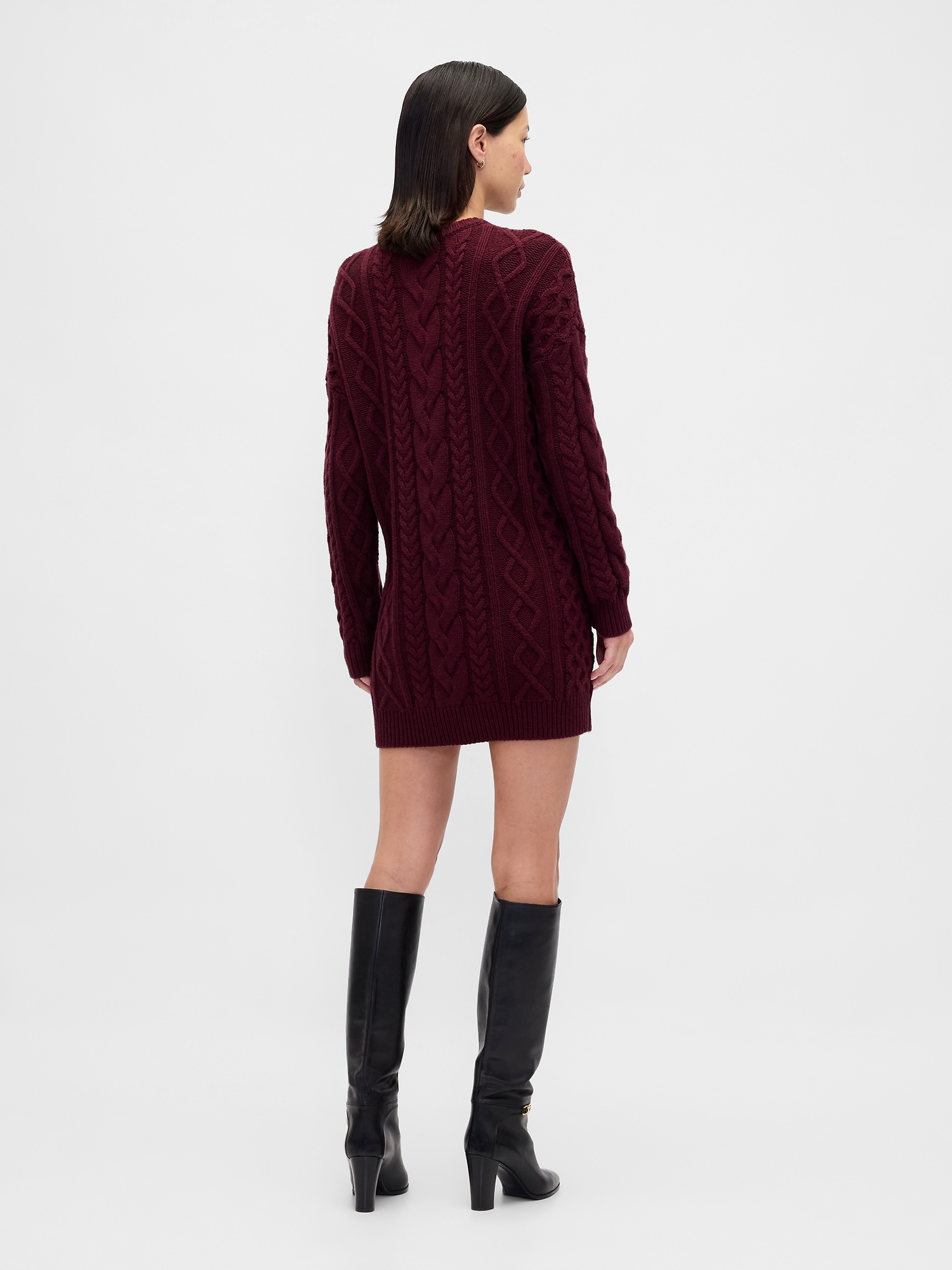 Cable-Knit Mini Sweater Dress