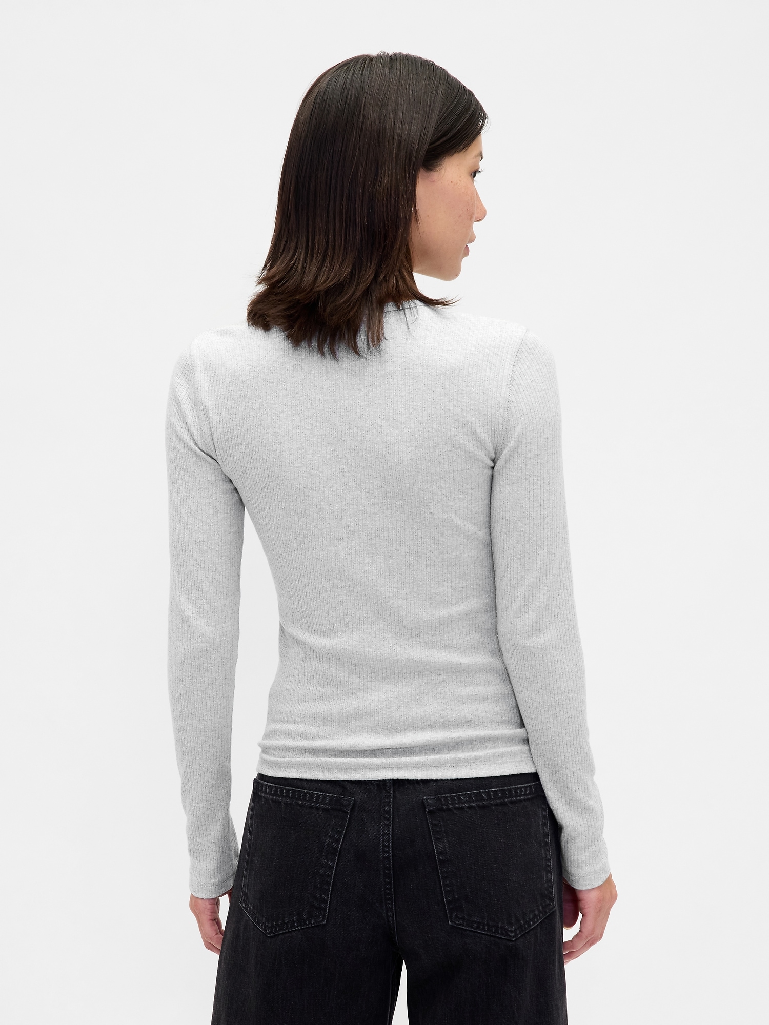 Женская футболка Gap Pointelle Rib, цвет: Угольный серый — фото 3