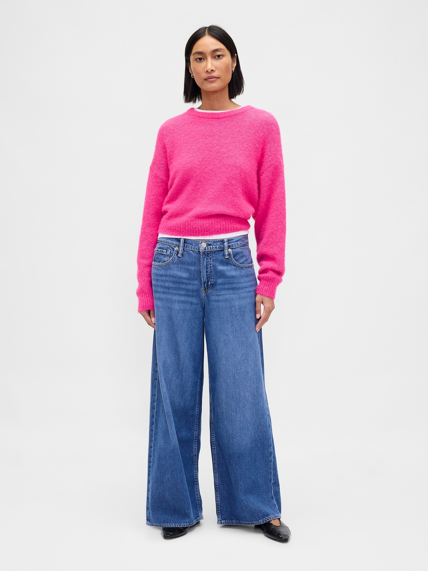 Fuzzy Oversized Crewneck Sweater