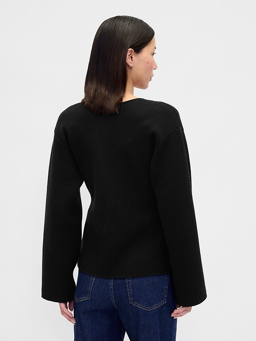 Image number 3 showing, Collarless V-Neck Sweater Blazer