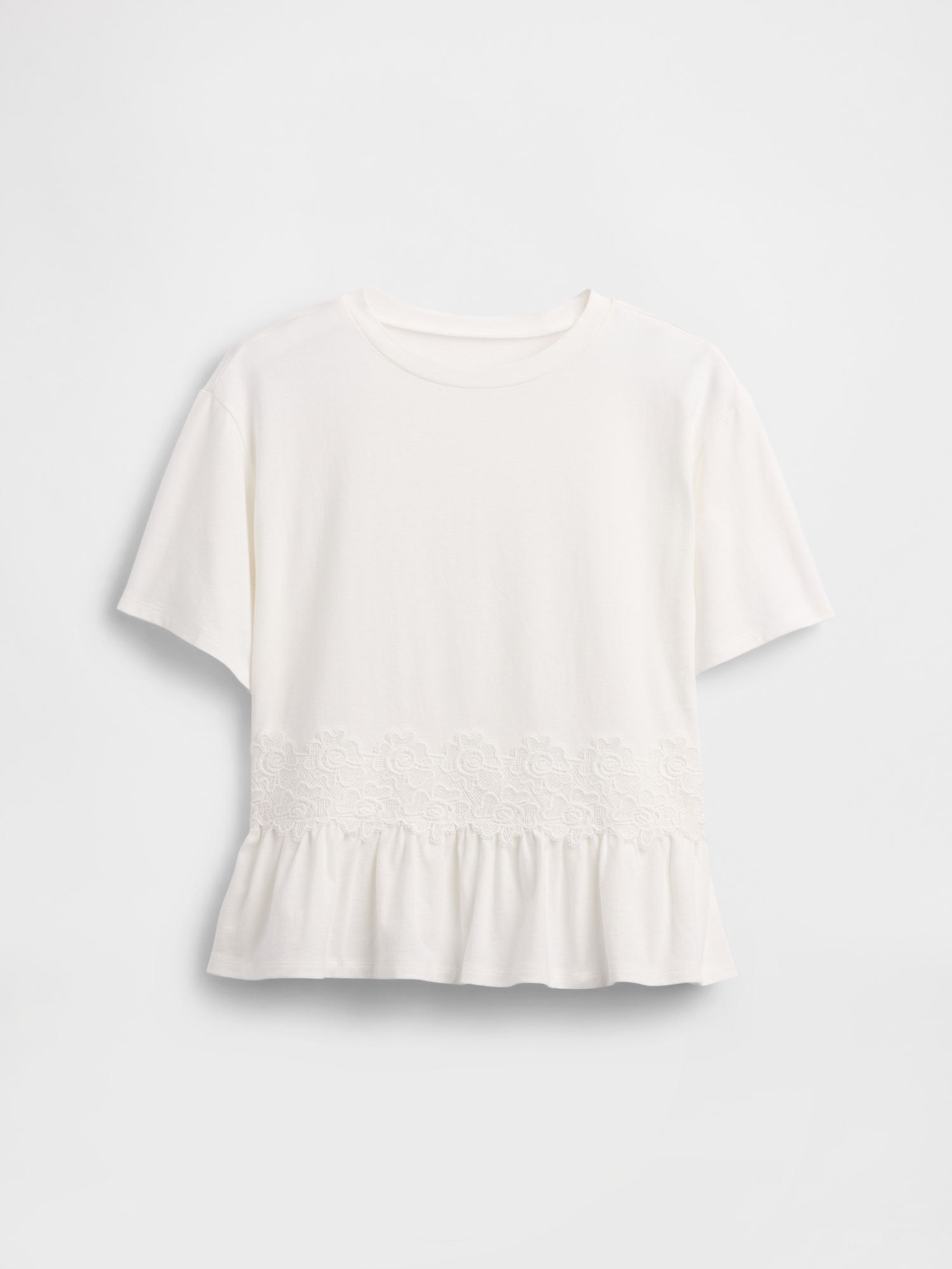 Kids Lace-Trim Peplum T-Shirt