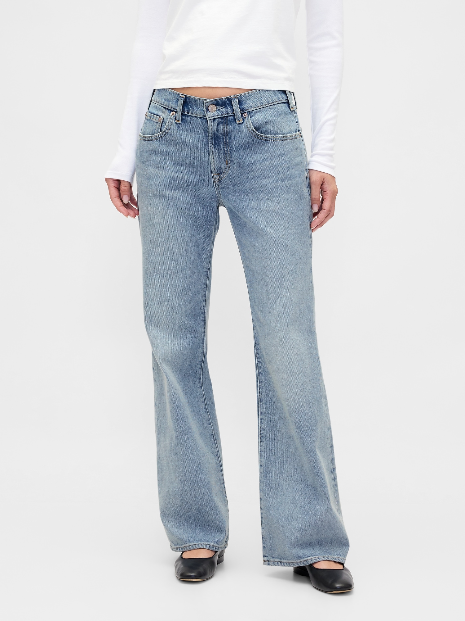 Mid Rise Relaxed Flare Jeans