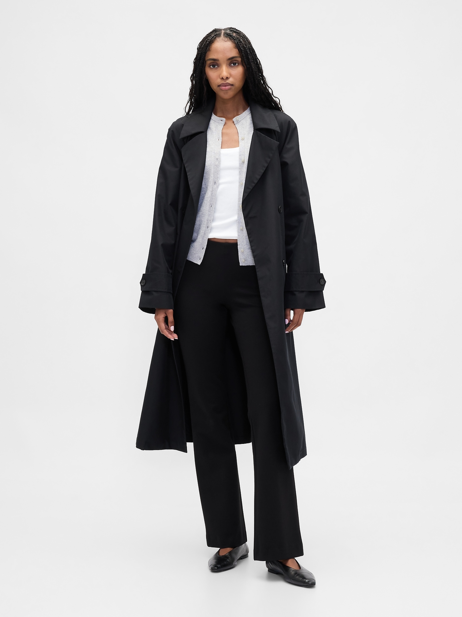 Low Rise Double Knit Boot Pants - True Black