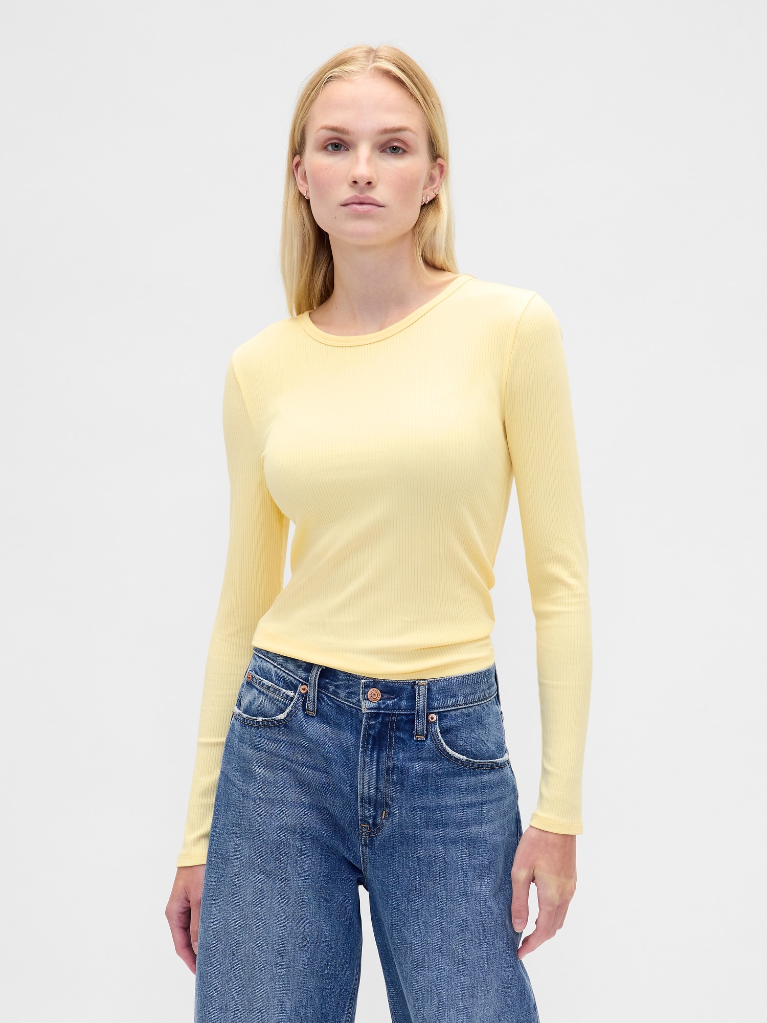 Modern Rib Crop T-Shirt - Pale Banana Yellow