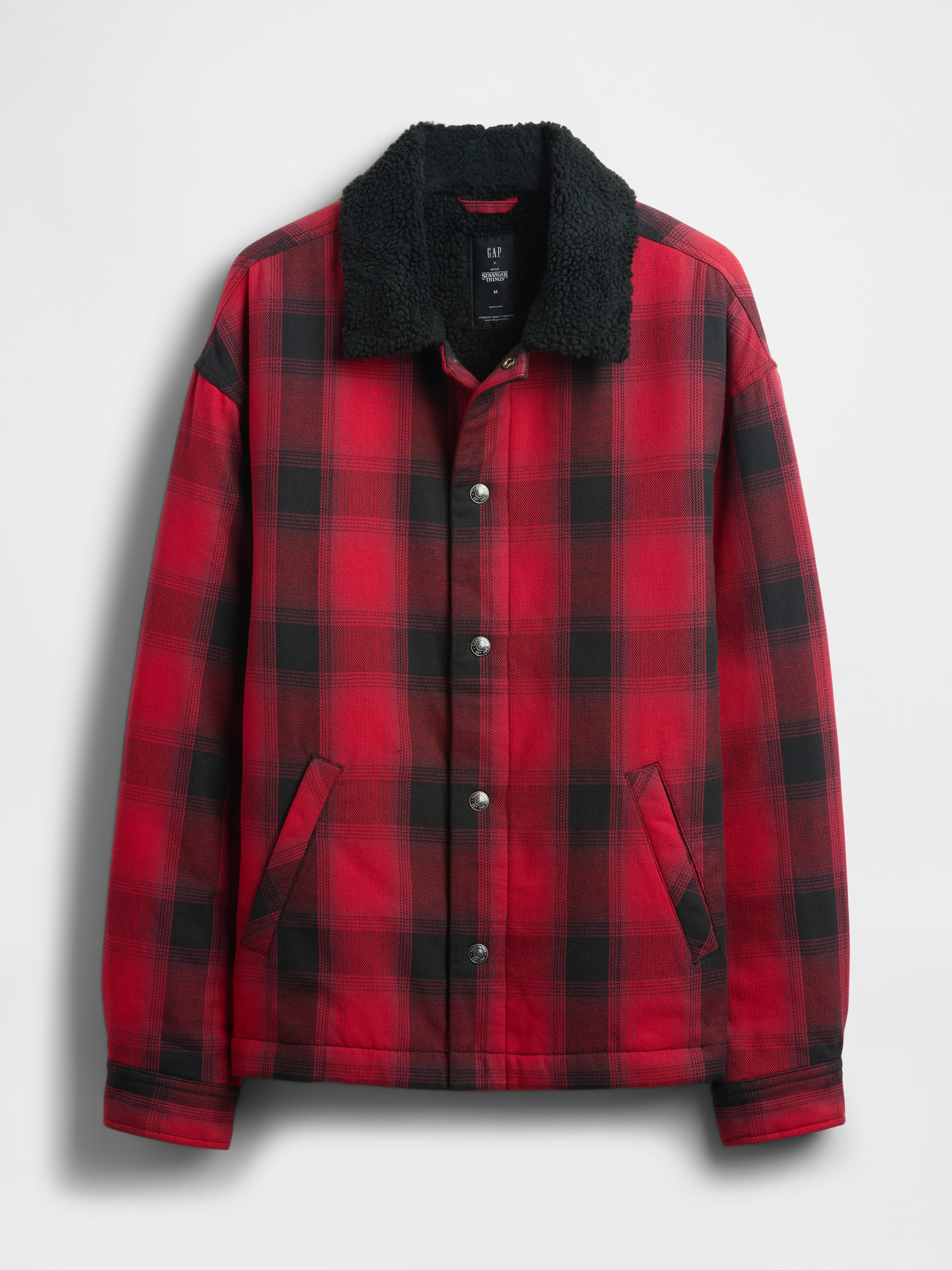 Stranger Things Adult Sherpa-Lined Shirt Jacket - Red - View 57