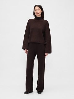 CashSoft Shaker-Stitch Sweater Pants