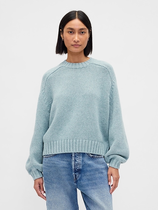Image number 1 showing, Relaxed Saddle-Sleeve Crewneck Sweater