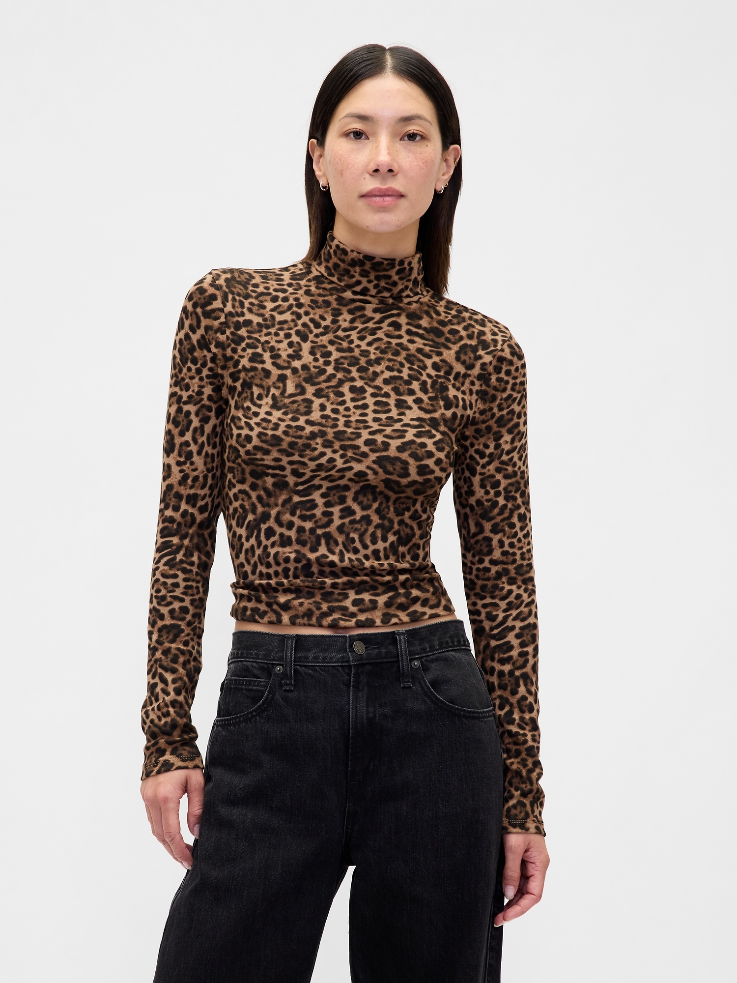 Modern Turtleneck - Leopard Brown
