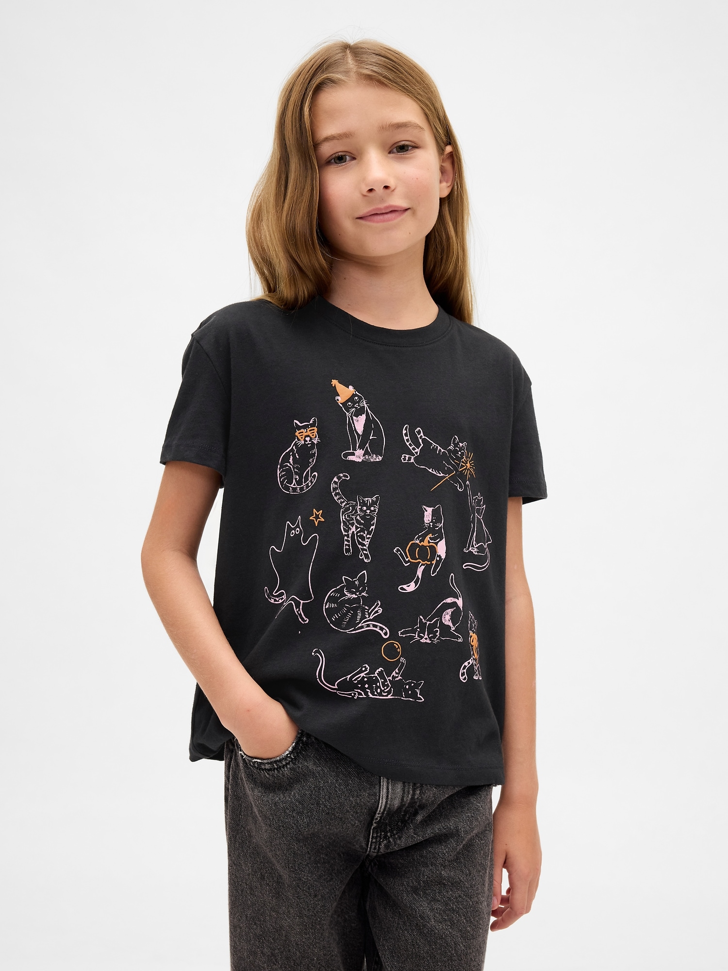 Kids Relaxed Graphic T-Shirt - Black