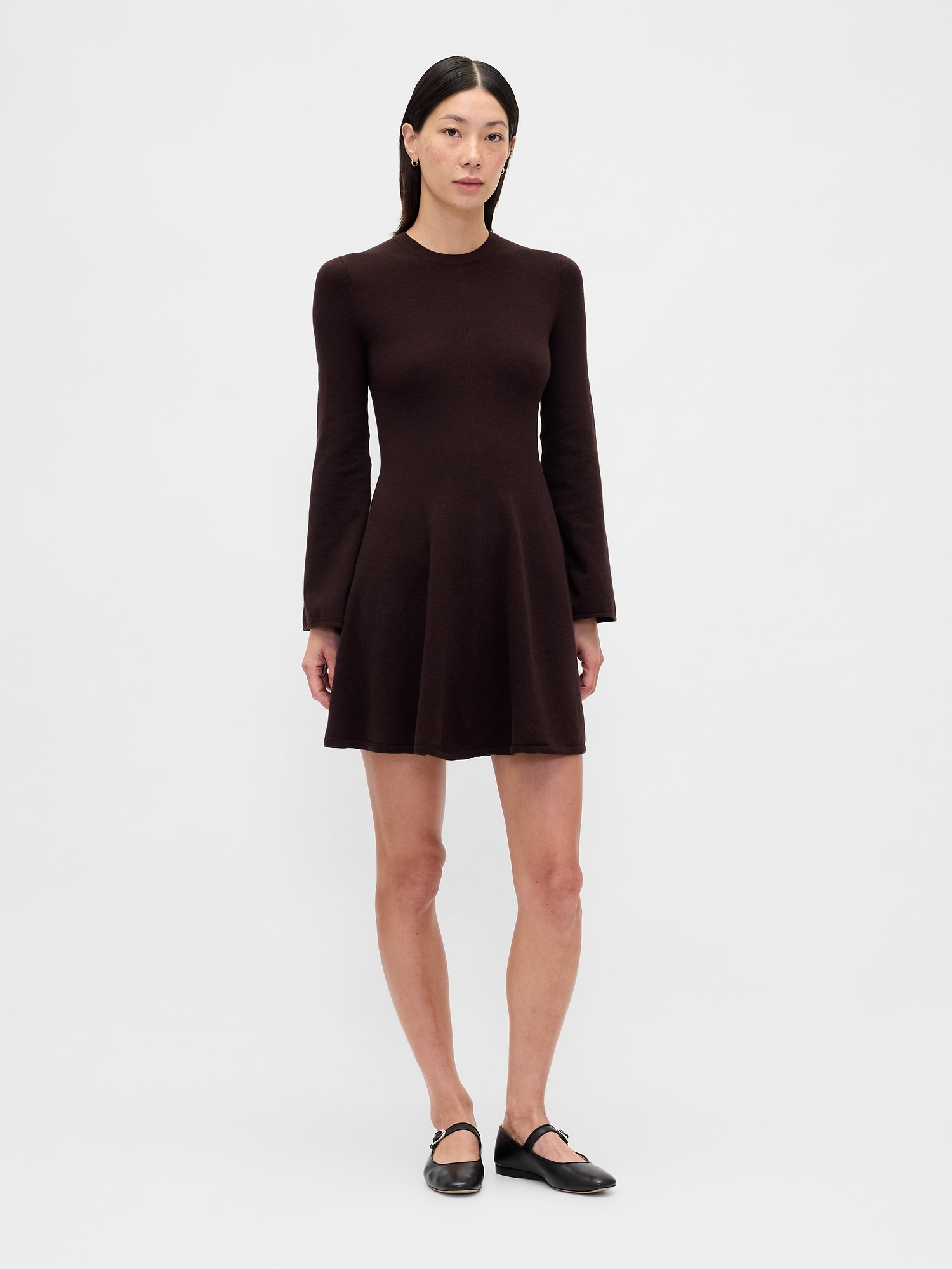 CashSoft Stretch Mini Sweater Dress - Terra Brown