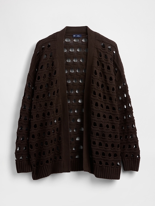 Image number 3 showing, 100% Cotton Oversized Pointelle Cardigan