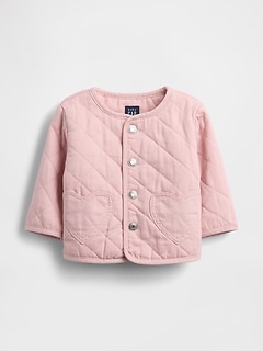 Baby Quilted Denim Heart Pocket Jacket