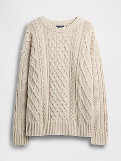 100% Cotton Oversized Cable-Knit Sweater
