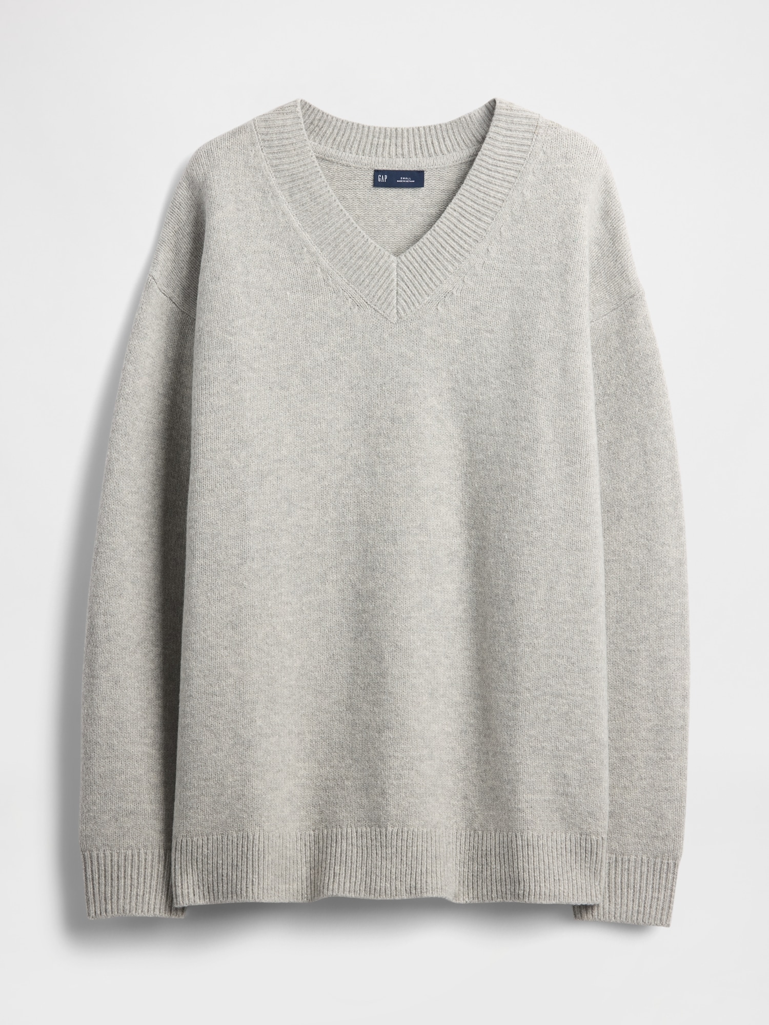 Gap Cashsoft Oversized V-neck Sweater In Gray