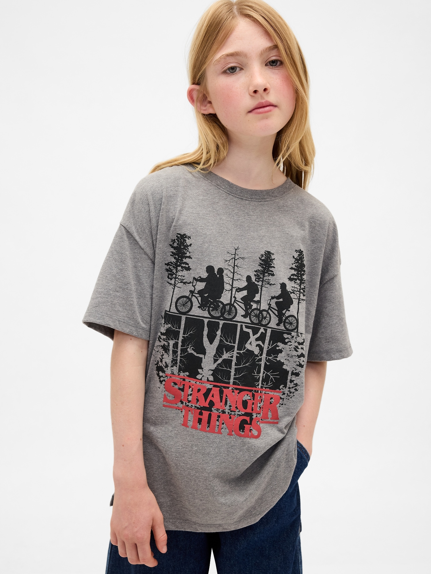 Kids Graphic Tunic T-Shirt - Light Grey Heather