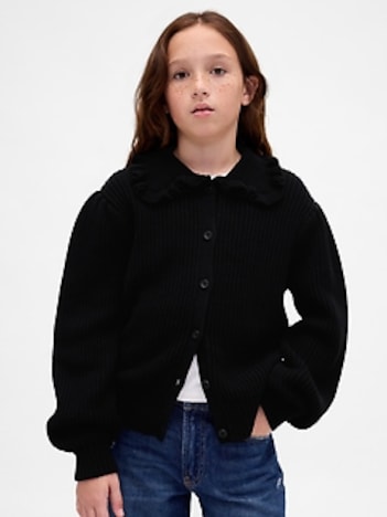Kids Ruffle Collar Cardigan